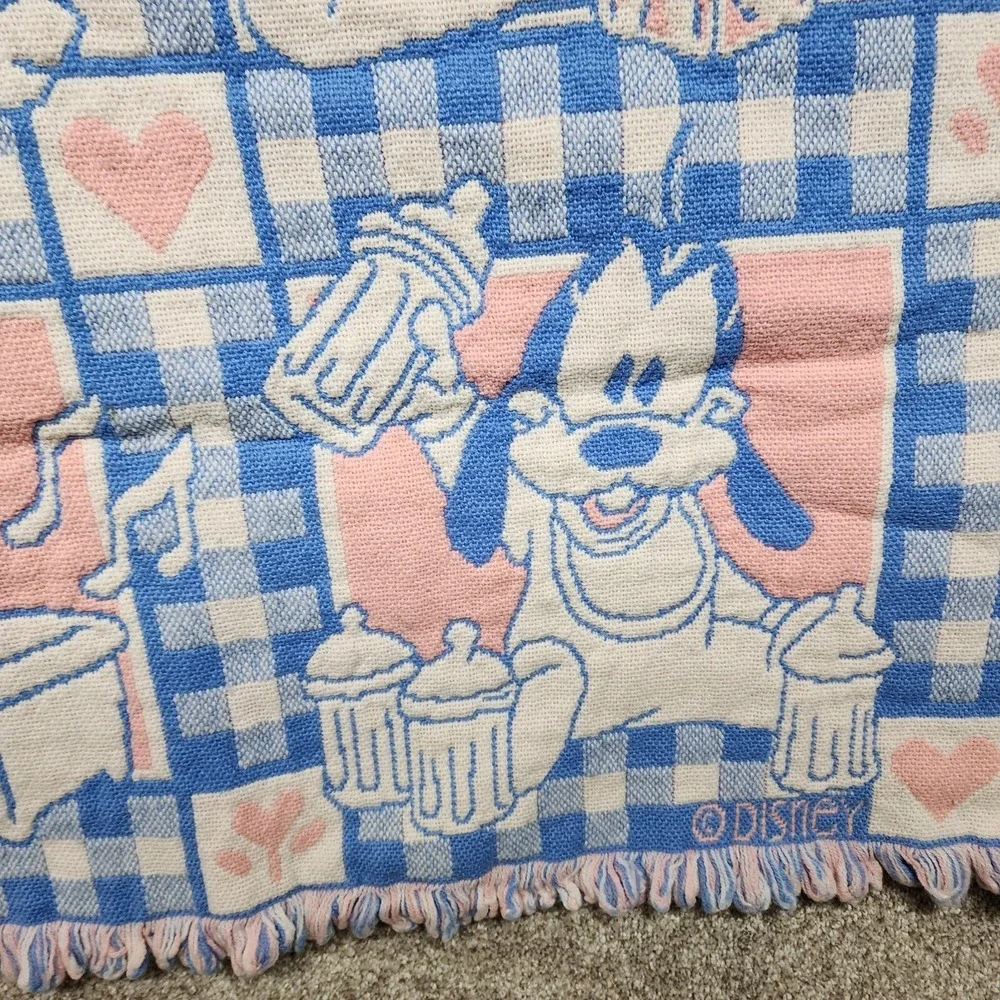 Avon 1994 Disney Babies Throw Blanket‎ Mickey Minnie Mouse Pink Blue Woven